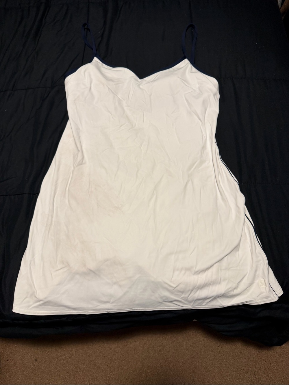 lululemon athletica White Slip Dress with Navy Trim